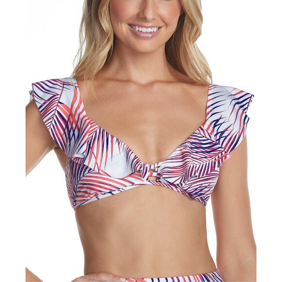 Raisins Other - Raisins Bali Palisades Ruffled Bikini Top White Multi Small New